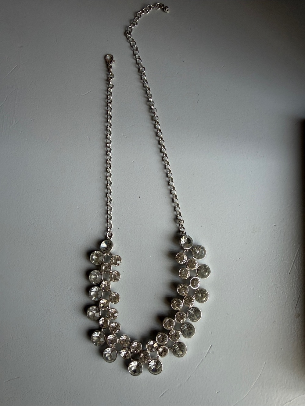 Silver Crystal Cluster Statement Necklace - Women Jewelry